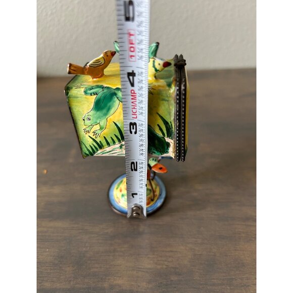 Kelvin Chen Enameled Metal Stamp Box Mail Box Trinket Box Frogs and Birds - Picture 7 of 8